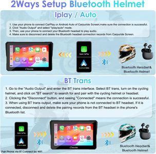 Carpuride W702 Motorcycle GPS CarPlay Screen – 7" Waterproof Touchscreen, Wireless Android Auto, Bluetooth, Navigation