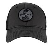 Shelby Snake Tactical Mesh Cap Grey/Black | Officially Licensed Shelby® Product | Adjustable, One-Size Fits All | Chino Twill with Sandwich Mesh, Black, One Size