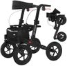 MobiQuip All Terrain 4 Wheel Rollator Walker with Seat, Black Coloured Frame - Lightweight, Folding Mobility Aids with Large 12" Pneumatic Tyres - Adjustable Handles, Easy-Grip Brakes & Storage