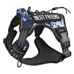 FYA Tactical Dog Harness for Medium Large Dogs No Pull Adjustable Soft Padded Dog Vest Reflective K9,No-Choke Pet Oxford Harness with Easy Control Handle Military Service Dog Harnesses