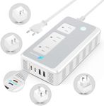 220V to 110V Voltage Converter US to Europe for Curling Iron and Hair Straighteners, Power Converter for European Travel Plug Adapter with 2 USB A & 2 USB C Ports (Type ACGI-Global-65W Fast Charging)