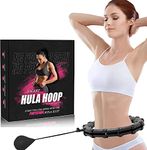 Fitness Hula Hoops, Weighted Hula Hoop For Adults 360 Degree Auto-Spinning Ball Massage, Infinity Hoop, Weight Loss Exercise Equipment for Home Use - 24 Detachable Knots/Link (Black)