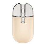 2.4G Wireless Rechargeable Mouse with USB Receiver,One Click Return to Desk,Mute Button,Power Saving, 2400DPI Optical Cute Girls Mouse for Laptop,Notebook,PC,Tablet (Cream-Colored)