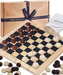 Draughts Board Game by Jaques of London | Traditional 12 “ Draughts board with Deluxe Checkers Pieces | Wooden Draughts Board Games for Adults and Kids | Since 1795