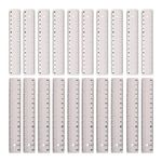 Worison 10pc Clear Plastic And 10Pc White Unbreakable Flexible Plastic 6 Inch Standard/Metric Rulers Straight Ruler Measuring Tool for Student School Office - 20 Pc