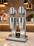 Gurubhai Equipments Commercial Milkshake Maker | Heavy-Duty Double Head Stainless Steel Mixer | 2-Speed 220V Electric Blender Machine with Mixing Cups for Milkshakes, Smoothies, and Drinks