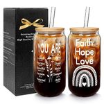 Christian Gifts for Women- Christian Gifts for Women Faith- Inspirational Birthday Gifts For Women- Religious Gifts- Gifts for Women Friend- Christmas Gifts for Women- 18 oz Glass Coffee Cups