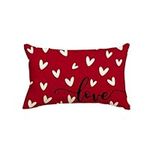 AVOIN colorlife Valentine's Day Love Red Throw Pillow Cover, 12 x 20 Inch Anniversary Wedding Cushion Case Decoration for Sofa Couch