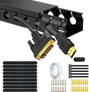 Adyawen 139.5''Cable Raceway Kit, Cable Management System Kit, Open Slot Wiring Raceway Duct with Cover,Indoor cable concealer for hidden TV cable and computer network cable Wire manager9x15.5'',Black