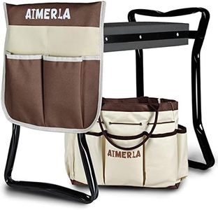 Aimerla Foldable Garden Kneeler Seat Heavy Duty {Soft Thick Kneeling Pad} Durable Garden Stool - 2 large Capacity Garden Tool Bags with Pockets - Portable Garden Bench for Indoor and Outdoor Gardening