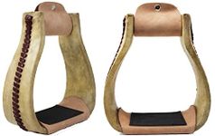 CHALLENGER Horse 5-3/4" Wide Horse Western Saddle Rawhide Leather Covered Roper Stirrups 51175W