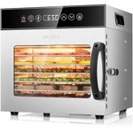 Kwasyo Food Dehydrator 8 Trays, 600W Stainless Steel Dehydrator, Food Dryer UK with Digital Timer and Temperature Control, Overheat Protection, Recipe Book Included