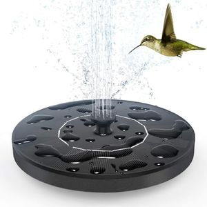 JiaoZoum Enlarged Solar Water Fountains (18cm),Solar Powered Bird Bath Fountain with 5 Nozzles - Free Standing Floating Solar Fountains for Bird Bath, Garden, Pond, Pool (Black-2.5W)
