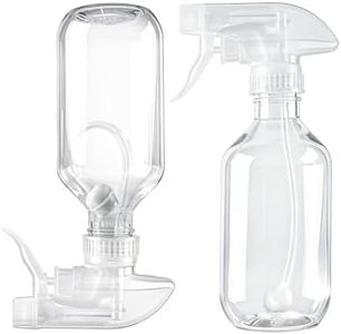 TERESRY 2 Pack 360° Spray Bottles, 10 oz Plastic Small Containers with Adjustable Spray Nozzles, Spray Bottles for Hair, Cleaning Solutions, BBQ and Plants Clear