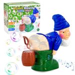 Christmas Gnomes Bubble Machine, Bubble Blower Funny Toy Party Music Led Light Colorful Bubbles,Christmas Stocking Stuffers Gift for Kids (Gnome)