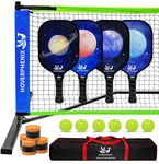 Pickle Ball Set with Net for Driveway Portable Regulation Size Pickle Ball Net System with 4 Paddles, Outdoor Pickle Balls, Carry Bag, Weather Resistant Metal Frame