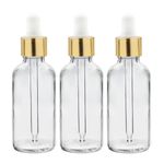 Happy Packaging 50ML Clear Round Empty Glass Bottle | Glass Dropper | Gold Sleeve | Silcon White Teat | Refillable | Leak Proof For Essential Oils | DIY Perfumes| DIY serums (3)