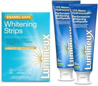 Lumineux Teeth Whitening Bundle | Peroxide-Free Whitening Strips (21 Treatments) + 10% Nano Hydroxyapatite Toothpaste (2 Pack) | Enamel-Safe Whitening Without Sensitivity | Fluoride-Free