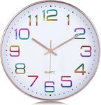 Rylan Wall Clock 12" Silent Quartz Decorative Latest Wall Clock Non-Ticking Classic Clock Battery Operated Round Easy to Read for Room/Home/Kitchen/Bedroom/Office/School.,