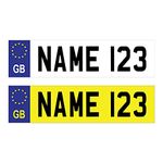 Pack of 2 GB Kids Number Plates for Ride On (140 x 35 mm) Self Adhesive Waterproof Personalised Number Plates Sickers for Children Electric Car Packwith®