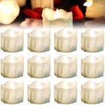 SPORWAY LED Candles Pack of 12, LED Tea Lights, Flameless Candle Lights, Battery Operated, LED Candles with Timer, Flashing Tea Lights for Halloween, Christmas, Home, Wedding, Party Decoration (Warm