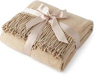 Luxury Pure 100% Mulberry Silk Throw, Genuine Natural 100% Silk Oversized Super Soft Plush Blanket in Ivory or Beige (Almond)