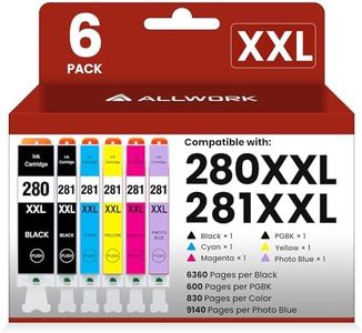 ALLWORK Compatible 280XXL 281XXL Ink Cartridges Replacement for Canon 280 XXL 281 XXL PGI-280XXL CLI-280XXL Works with Canon PIXMA TS8120 TS8220 TS8320 TS8322 TS9120 6-Pack Combo Includes Photo Blue