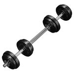 Yes4All Adjustable Dumbbells with Dumbbell Bar Connector – 60 lb Dumbbell Weights (30 lb x 2), Black + Connector
