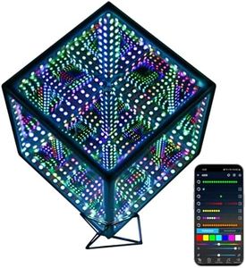 Heepulor Infinity Mirror Hyper Cube Table Lamp, Desk Art Night Light, Color-Changing Music-Sync APP-Controlled Ambient Light for Gaming, Party, Home, Gift (10 Inches)