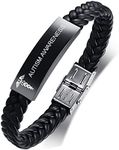 VNOX Personalized Customize Stainless Steel Leather Medical Alert Bracelet Star of Life Medical Leather Bracelet for Men Women,21.5cm,Adjustable