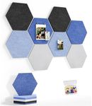 Uoisaiko 8 Pack Hexagon Felt Bulletin Board Tiles - 12" Large Thick Pin Board for Walls with 30 Push Pins, DIY Boards for Office Home School Decor, Aesthetic Hex Cork Board Alternative