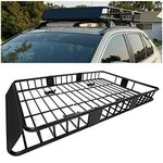 ECOTRIC 67" x 38" x 4'' Universal Roof Rack Cargo Carrier Basket with Extension 250LBS Weight Capacity Heavy Duty Steel Car SUV Top Luggage Storage Holder Basket for Travel