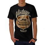 Wellcoda Vintage Car Forever Mens T-Shirt, Old Graphic Design Printed Tee Black 4XL