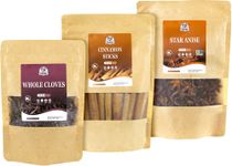 52USA Cinnamon Sticks Bulk + Star Anise Whole + Whole Cloves Bulk, 4oz Each, All Natural, No Preservative, Spice Sets, Starter Spice Set, Perfect Refill for Kitchen Spices, Spice Gift Set