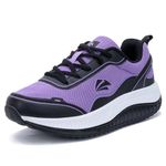 GOOBON Womens Walking Shoes with Arch Support Trainers Orthotic Plantar Fasciitis Athlectic Workout Tennis Sneakers for Flat Feet - Black Purple - Size 5.5 UK