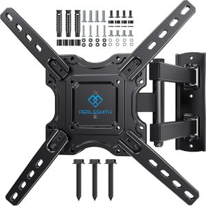 PERLESMITH TV Wall Mount Bracket for 26-60” Plasma & Curved TVs – Tilt, Swivel, Extension, Max 35kg, Universal VESA 400x400
