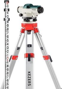 KEZERS 32X Automatic Optical Level Kit with Tripod,Self-Leveling Magnetic Dampened Compensator and Transport Lock,Aluminum Survey Tripod,9FT Grade Rod,Carrying Case