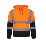 Men's Hi Vis Two Tone Hoodies Safety Fleece Sweatshirt Work Tops GO/RT Compliant Jumpers (2X-Large, Orange/Navy)