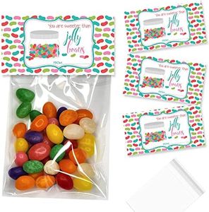 You are Sweeter Than Jelly Beans Easter Bag Toppers 20 Pack with 20 Self‑Adhesive Bags, Spring Bunny and Jelly Bean Themed Happy Easter Treat Bag Toppers for Kids Party Favors by Amanda Creation