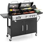 MFSTUDIO Dual Fuel Propane Gas Grill and Charcoal Grill Combo with Side Burner, Porcelain-Enameled Cast Iron Grate, Extra Large BBQ Grill for Outdoor Barbecue Cooking, 690 SQIN Cooking Area