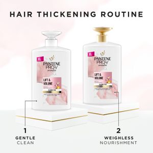 Pantene Lift'N'Volume Thickening Shampoo with Biotin, Silicone-Free, 1000ml XL Pump