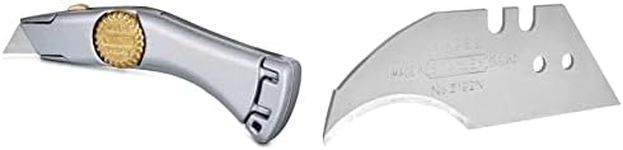 Stanley 2-10-122 Titan Rb H/D Trim Knife Carded, Silver & 5192B (5) Knife Blades Concave 0 11 952