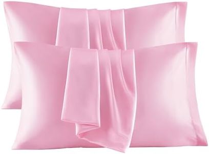 Bedsure King Size Satin Pillowcase Set of 4 - Pink Silky Pillow Cases for Hair and Skin, 20x36 Inches, Pillow Covers with Envelope Closure, Similar to Silk, Gifts for Women & Men