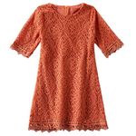 Niyage Baby and Toddler Girls Cotton Elegant Flower Lace Half Sleeve A-Line Princess Dress Brick Red 100