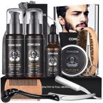 Beard Grooming Kit for Men, 12 in 1 Beard Growth Kit with Beard Roller, Beard Care Kit with Beard Oil, Beard Shampoo, Beard Conditioner, Beard Brush, Beard Balm, Beard Comb, Scissors, Gifts for Him