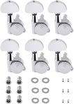 Rubatone Locking Guitar String Tuning Pegs Sealed Machine Heads Tuners Tuning Keys 6 In Line for Right Handed Electric Guitar or Acoustic Guitar Half Round Head Chrome.