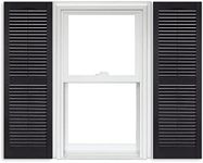 Polaris Vinyl Open Louver Shutters (1 Pair) - 002 Black - 15 Inch x 55 Inch