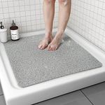 Non Slip Shower Mat, Comfortable Bath mat for Textured Surface,Quick Drying Easy Cleaning Shower Floor Mat for Wet Area,Without Suction Cups 24x24 Lightgrey