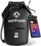 Earth Pak Waterproof Dry Bag with Zippered Pocket - Waterproof Dry Bag Backpack Keeps Gear Dry Kayak - Waterproof Phone Case, Black, 20L, Waterproof