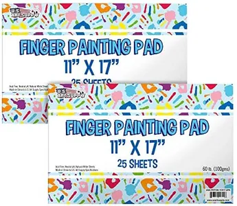 U.S. Art Supply Large 11" x 17" Finger Painting Paper Pad, Pack of 2, 25 Sheets Each, 60lb (100gsm) - Acid-Free Coated Sheets - Kids Learn To Paint, Draw, Craft, Create Artwork, Fun Classroom Activity